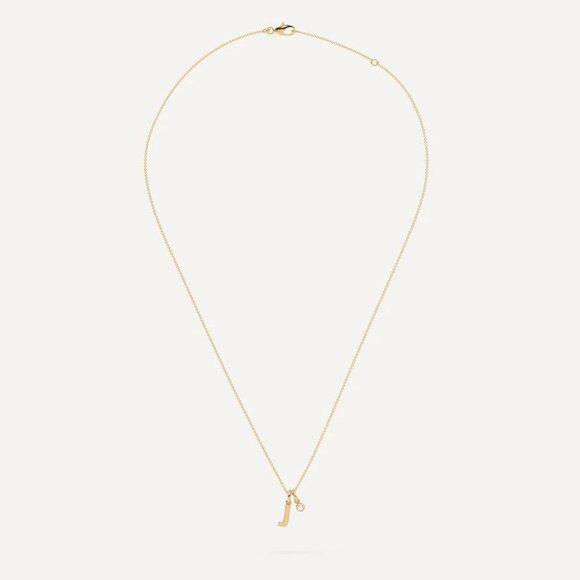 BNWT 14k Solid Yellow Gold Initial J Necklace with Lab Grown Diamond - Picture 16 of 16